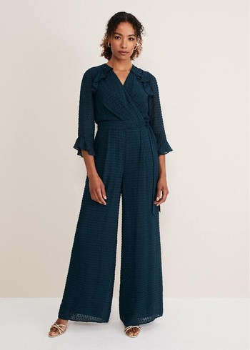 Phase Eight Hattie Wrap Wide Leg Jumpsuit Navy Australia | BI4206981